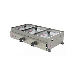 Rechaud Molheira de Mesa a Gás PR-03G 3 Cubas Inox Progás
