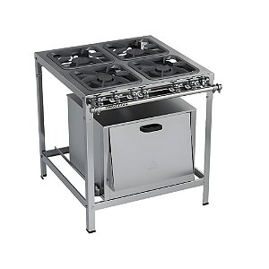 Fogão a Gás Industrial 4 Bocas com Forno M18 Stori Top P5 em Aço Inox Metalmaq