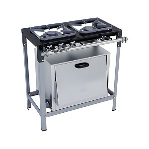 Fogão Industrial a Gás Baixa Pressão 2 Bocas Forno 30x30 M10 Stori Top Metalmaq