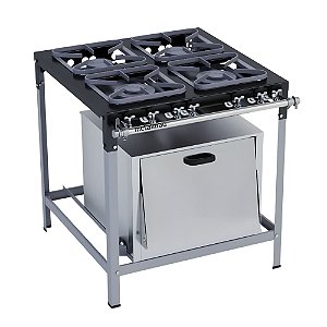 Fogão Industrial a Gás Baixa Pressão 4 Bocas Forno 30x30 M18 Stori Top Metalmaq