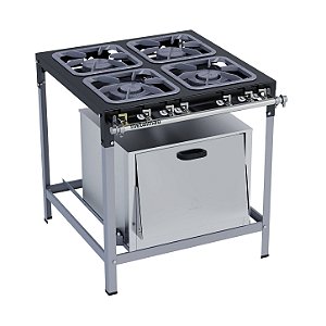 Fogão Industrial a Gás Baixa Pressão 4 Bocas Forno 30x30 M18 Stori Max Metalmaq