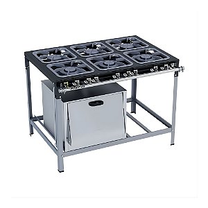 Fogão Industrial a Gás Baixa Pressão 6 Bocas Forno M19 Stori Max Metalmaq