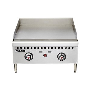 Chapa Bifeteira a Gás GLP Vulcan VCRG24T Profissional Inox 25,4mm 2 Queimadores Controle de Temperatura