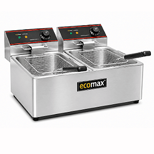 Fritadeira Vulcan Elétrica Ecomax Industrial Hobart 2 Cubas de 6 Litros 5kW Inox Monofásica