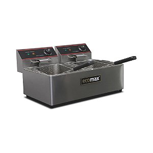 Fritadeira Vulcan Elétrica Ecomax Industrial Split 2 Cubas de 6 Litros 5kW Inox Monofásica
