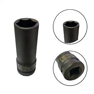 Soquete Longo De Impacto Sextavado 19mm x 1/2’'Pol Em Aço