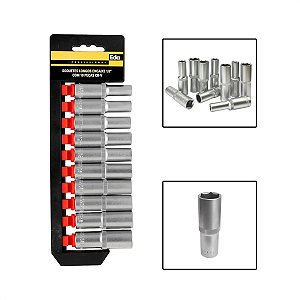 Jogo De Soquetes Longos Encaixe 1/2" 8 a 19 mm 10 Peças