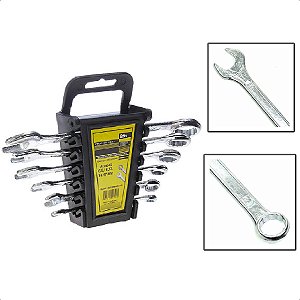 Jogo Chaves Combinada Fixa E Boca 06Pçs 6-17mm Aço Carbono