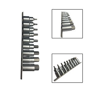 Jogo De Soquetes Hexagonais Encaixe 1/2" 4 A 17mm 9 Peças