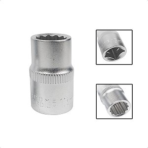 Soquete Estriado Encaixe 1/2 Pols CRV 13mm Aço Cromo Vanádio