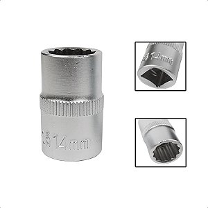 Soquete Estriado Encaixe 1/2 Pols CRV 14mm Aço Cromo Vanádio