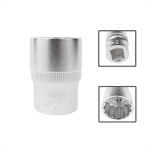 Soquete Estriado Encaixe 1/2 Pols CRV 21mm Aço Cromo Vanádio