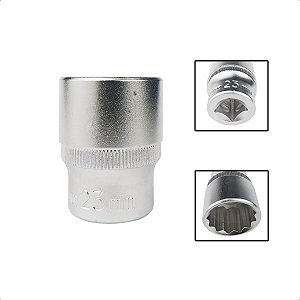 Soquete Estriado Encaixe 1/2 Pols CRV 23mm Aço Cromo VanádioESTA