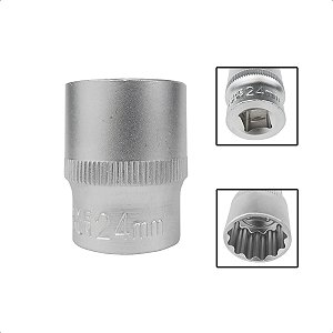 Soquete Estriado Encaixe 1/2 Pols CRV 24mm Aço Cromo Vanádio