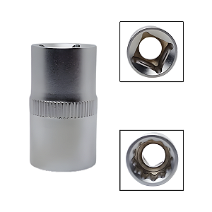 Soquete Estriado 1/2" 15mm Aço Cromo Vanádio