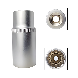 Soquete Estriado Longo 1/2" 27mm Aço Cromo Vanádio