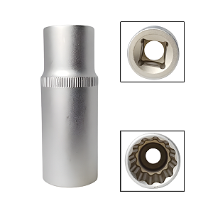 Soquete Estriado Longo 1/2" 22mm Aço Cromo Vanádio
