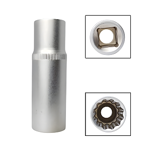 Soquete Estriado Longo 1/2" 19mm Aço Cromo Vanádio