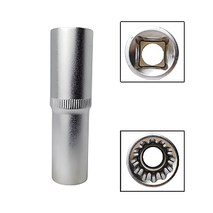 Soquete Estriado Longo 1/2" 14mm Aço Cromo Vanádio