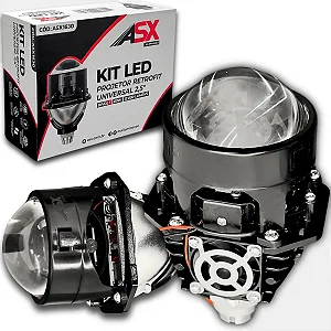 Kit Par Farol Led Projetor Retrofit Universal 2,5 80w Bivolt