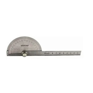 Transferidor De Grau Goniometro Angulo 180 Aço Inox Lotus 3850