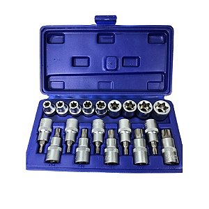 Kit Jogo Soquetes Torx Macho Femea Cr-v 1/2 19pcs Maleta