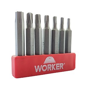 Jogo Bit Para Parafusadeira Torx com 7 Peças Worker