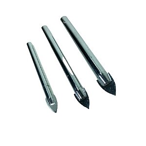 Kit Jogo Broca Para Vidro 8 10 12 Mm 3 Peças