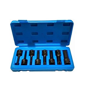 Kit Jogo Soquetes Impacto 8 Peças 1/2 Multidentada 5 À 18