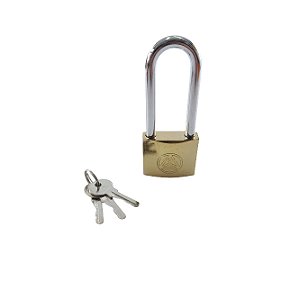 Cadeado Haste Longa 50mm Dourado 3 Chaves