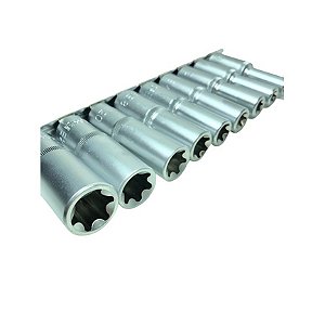 Kit Jogo Soquete Torx Fêmea E-torx Longo 1/2cr-v E10 Até E24