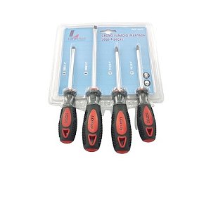 Kit Jogo Chave Fenda E Philips Vanadio Imantado 4pçs CR-V