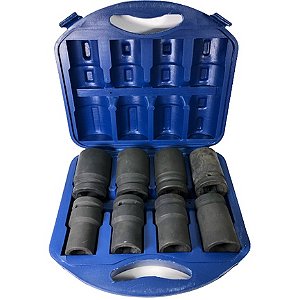 Kit Jogo De Soquete De Impacto 8pcs 22-41mm C/ Maleta 1polegada
