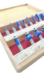 Kit Jogo Completo Fresas Pontas Tupia 12mm 15 Pçs + Estojo