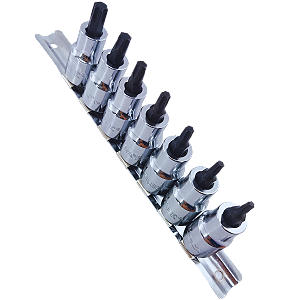 Kit Jogo Chaves Soquetes Torx Macho 7 Pçs 1/2 Pol