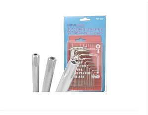 Kit Jogo Chave Torx Estrela Com Furo 9 Peças T50 A T10 Crv