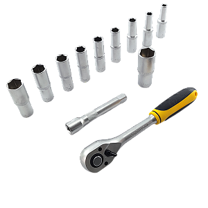 Kit Jogo Catraca E Pito Longo Sextavado 1/2 8mm24mm Extensão