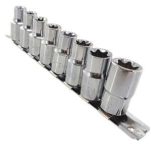 Kit Jogo De Soquetes Torx Femea 8 Peças 1/2 E8 - E20 CRV