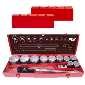 Kit Jogo Soquetes Catraca Linha Pesada 1" 36-80mm 14Pçs