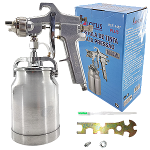 Pistola De Tinta Alta Pressão 1000ml Copo De Aluminio