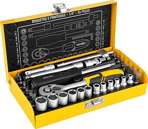 Jogo De Soquetes E Ponteiras Com Encaixe De 1/4