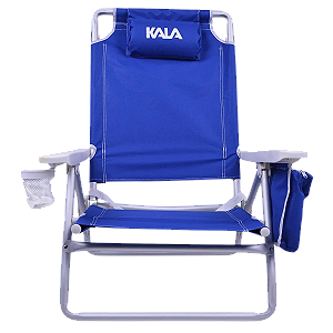 Cadeira de Praia Azul Reclinável com Bolsa Térmica Kala