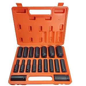 Kit Jogo Soquete Impacto Longo 1/2 C/ 18 Pçs 10 À 32mm Crv