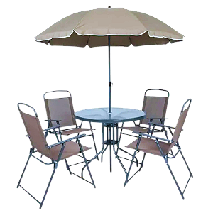 Conjunto Mesa Tampo de Vidro para Jardim 6 Peças Marrom Kala