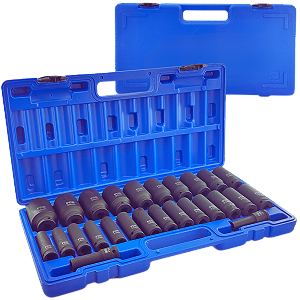 Kit Jogo Soquetes Impacto LONGO 1/2" 26 Peças 10-36mm CRMO