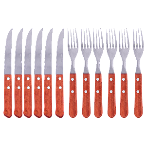 Kit Jogo Talheres Garfo Faca Churrasqueira12 Pçs Churrasco