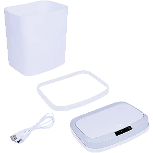 Lixeira Automática USB com Sensor de Aproximação Branca 16L