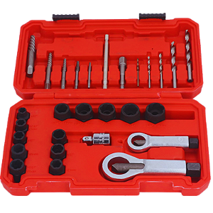 Kit Jogo Extrator Parafuso e Porca Danificado 28 Peças