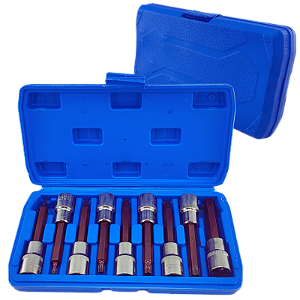 Kit Jogo Soquete Impacto Torx Longa S2 20 À 60 1/2 9 Peças