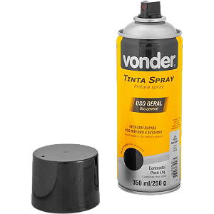 Tinta em Spray Preto Brilhante 350 ml 250 g VONDER